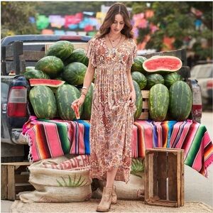 Sundance Faye Dress Floral Boho Midi Size 12